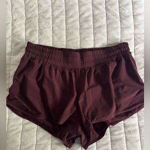 Lululemon Burgundy Hotty Hot Shorts